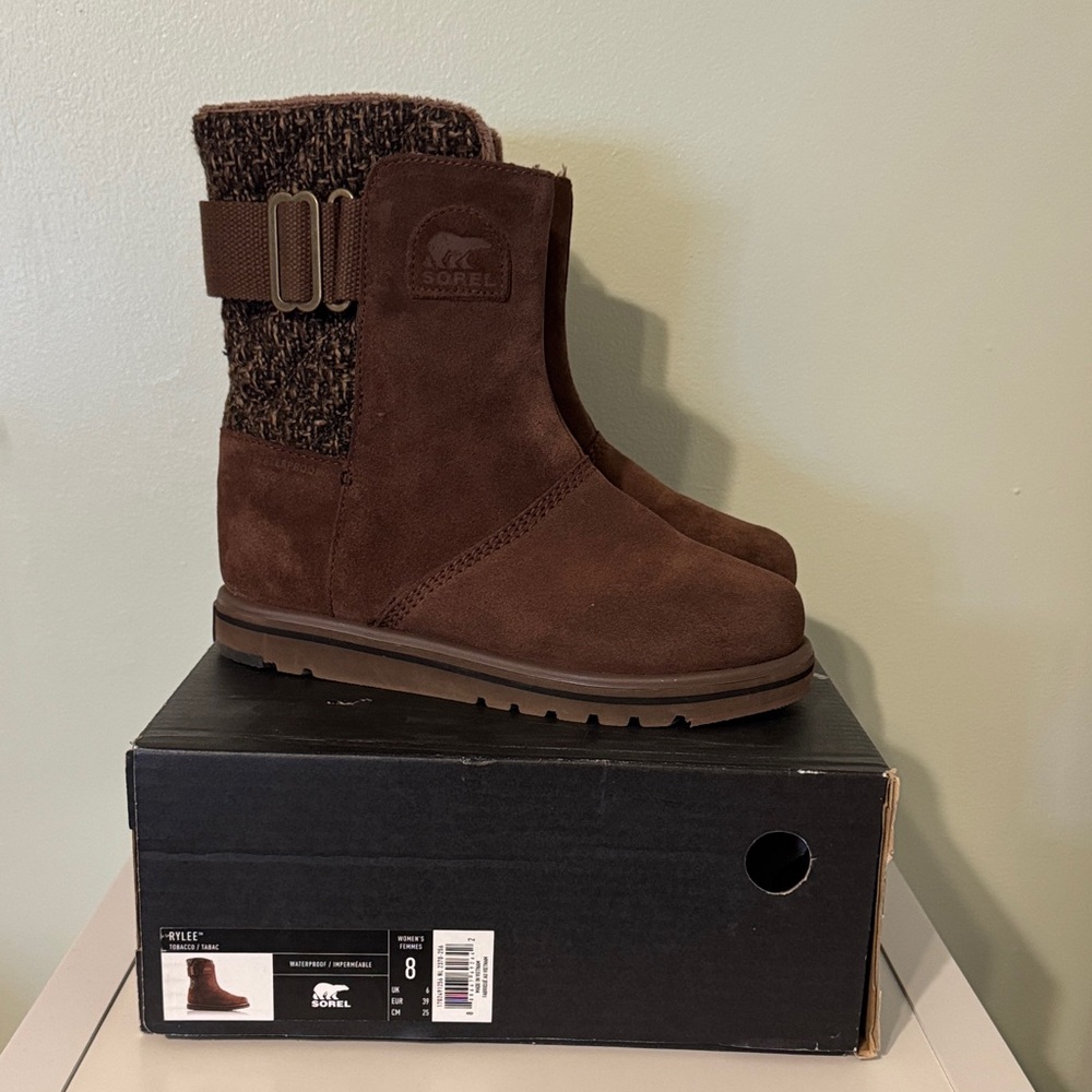 Sorel Women’s Rylee Waterproof Tobacco Suede Brown Boots
